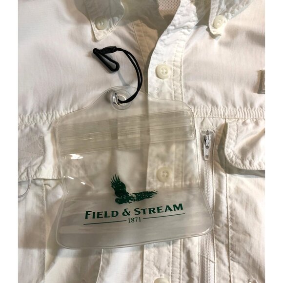 Field & Stream Men's Size Large Creme Long Sleeve Button Up Lined Utility Shirt - Picture 11 of 11